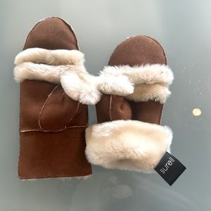 Surell fingerless shearling and suede mittens